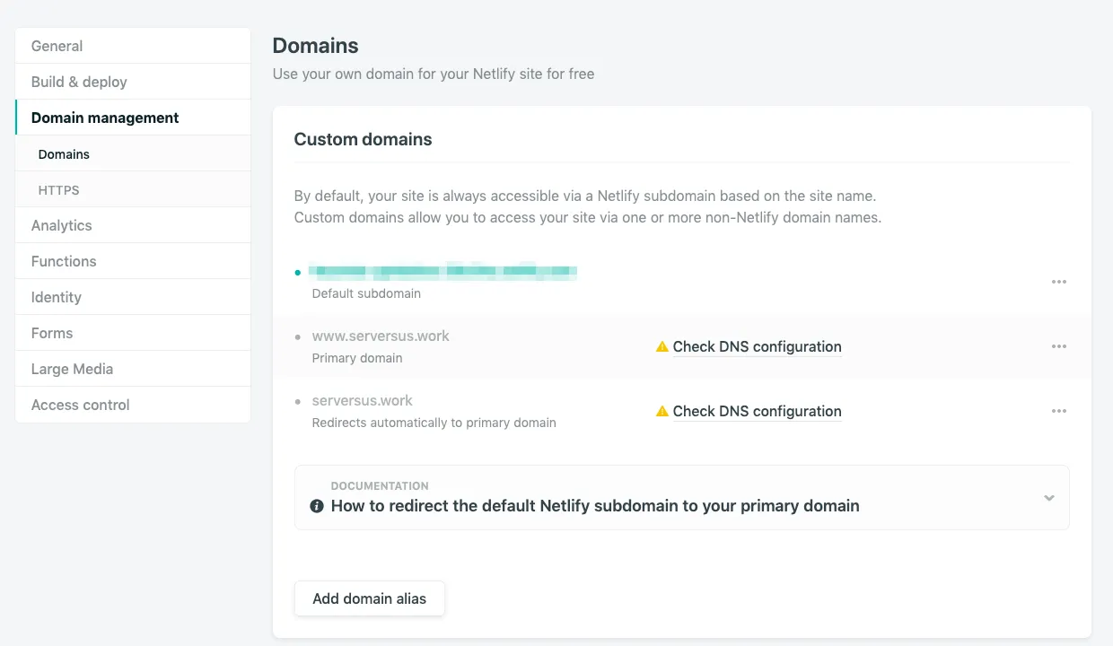 Netlifyのドメイン追加画面